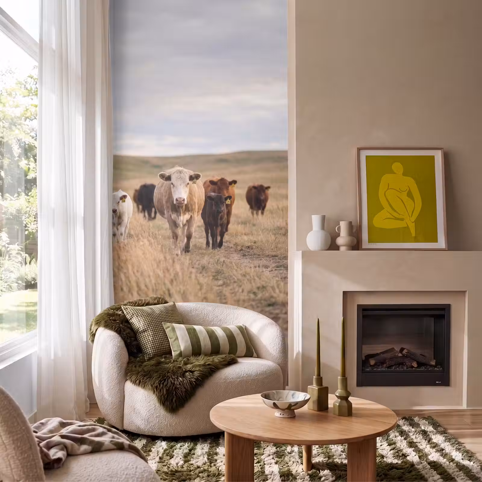 Behang - Runderen - Kudde - Landschap - Weide - Rustig — 1