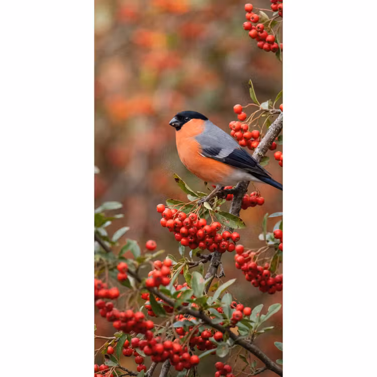 Behang - Goudvink - Bessen - Herfst - Natuur - Kleurrijk — 2