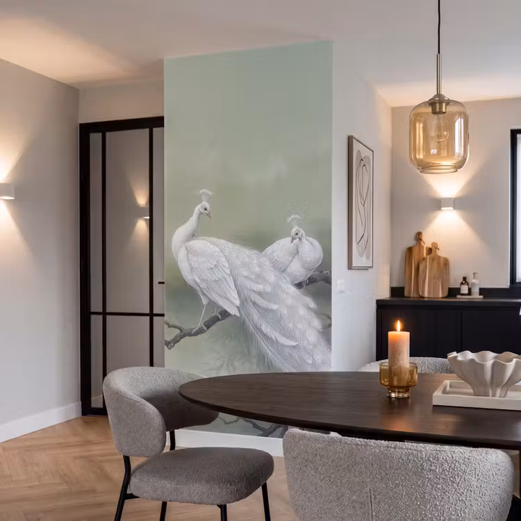 Behang - Pauwen - Wit - Natuur - Groen — 5