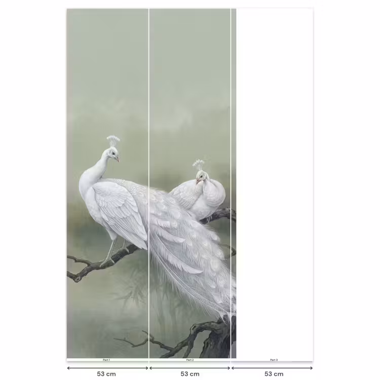Behang - Pauwen - Wit - Natuur - Groen — 6