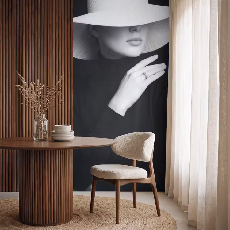 Behang - Vrouw - Hoed - Hand - Zwart - Wit - Klassiek — 4