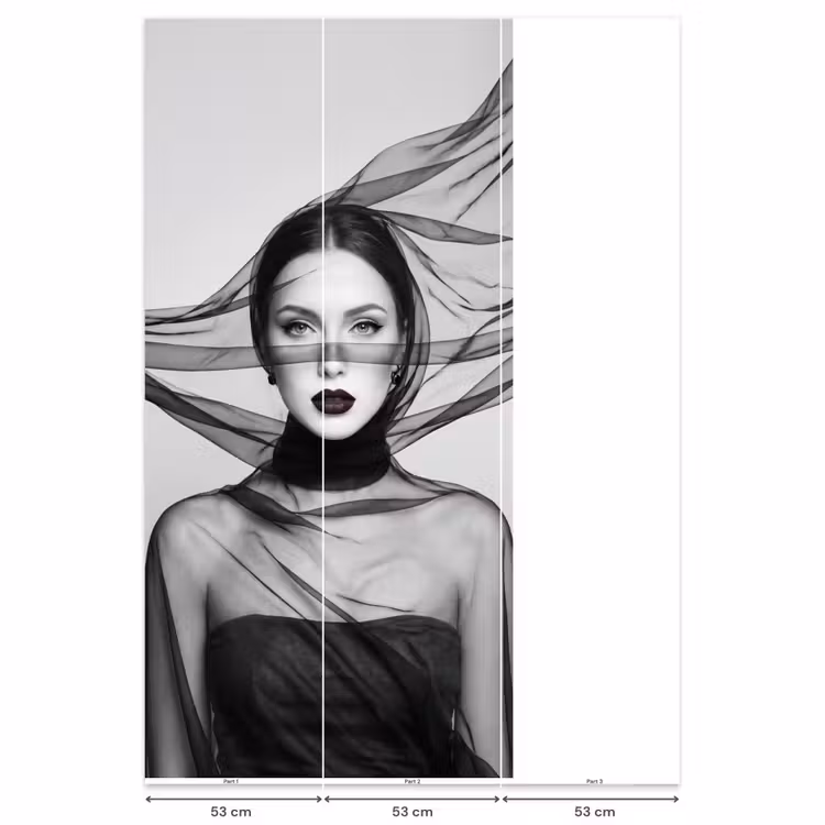 Behang - Vrouw - Sluier - Portret - Zwart - Wit - Elegant — 6