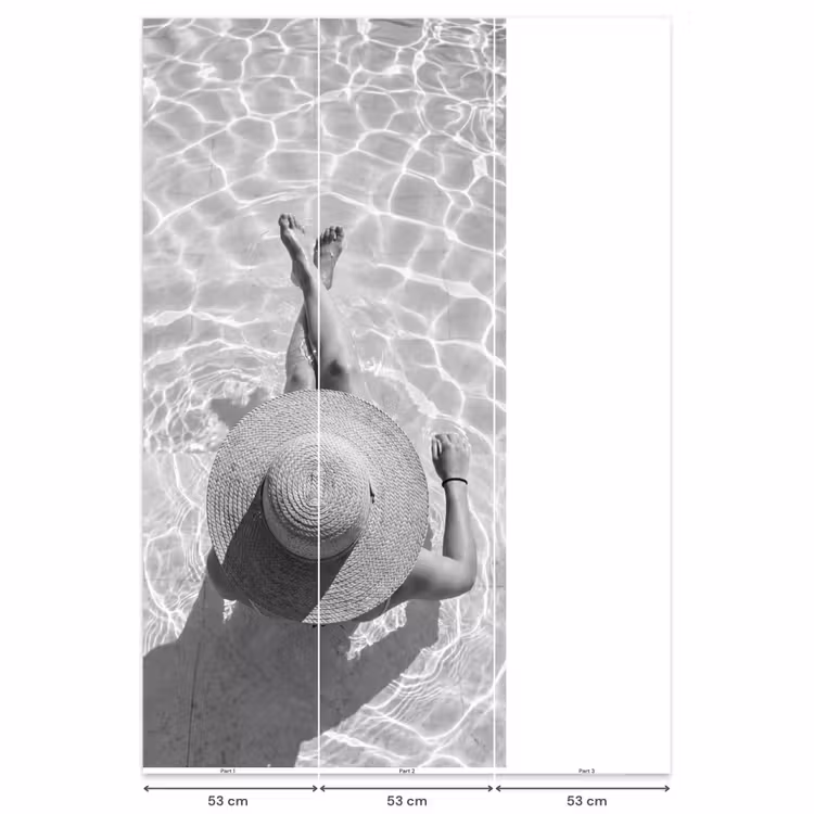 Behang - Zwembad - Hoed - Water - Zwart - Wit - Zomers — 6