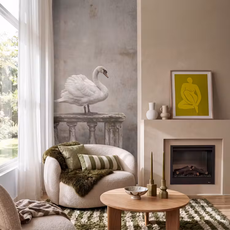 Behang - Zwaan - Elegant - Dieren - Wit — 1