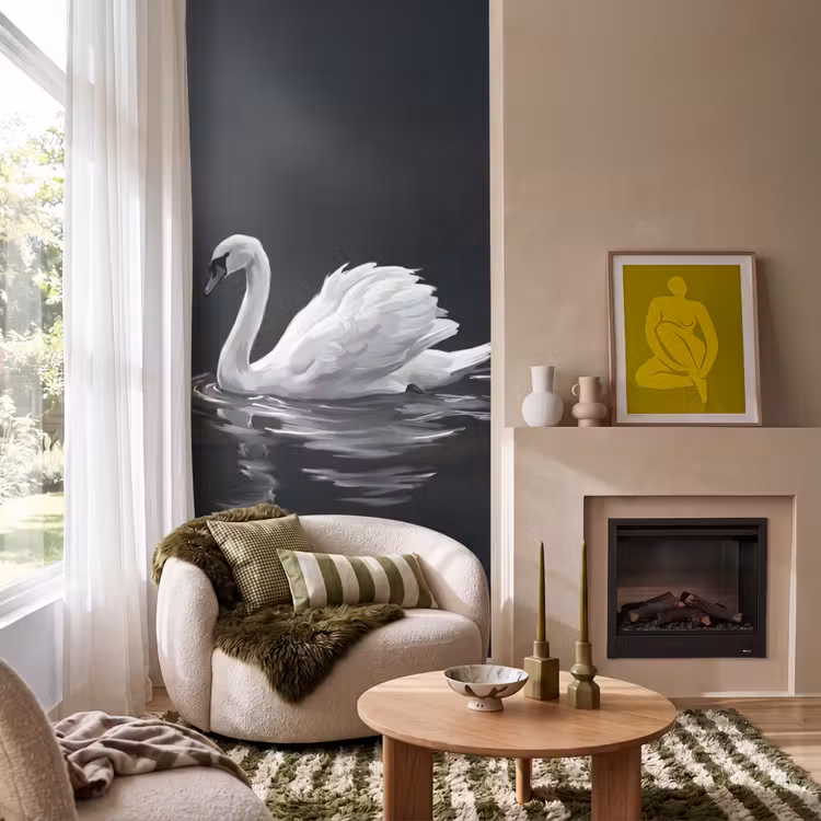 Behang - Zwaan - Water - Natuur - Realistisch - Wit — 1