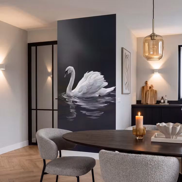 Behang - Zwaan - Water - Natuur - Realistisch - Wit — 5