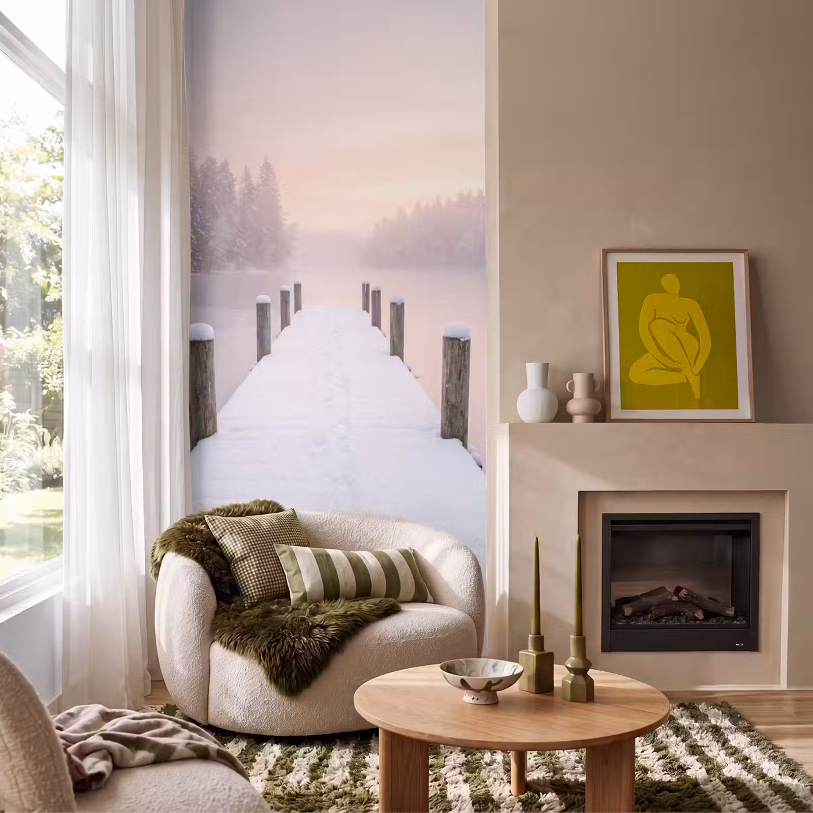 Behang - Steiger - Meer - Mist - Winter - Serene — 1