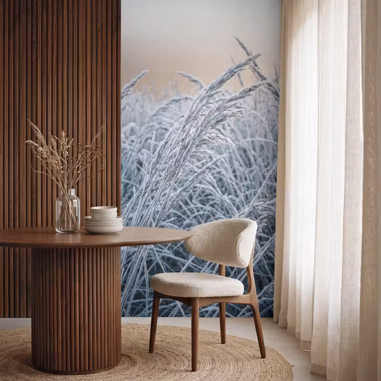 Behang - Rijp - Gras - Kristallen - Winter - Minimalistisch — 4