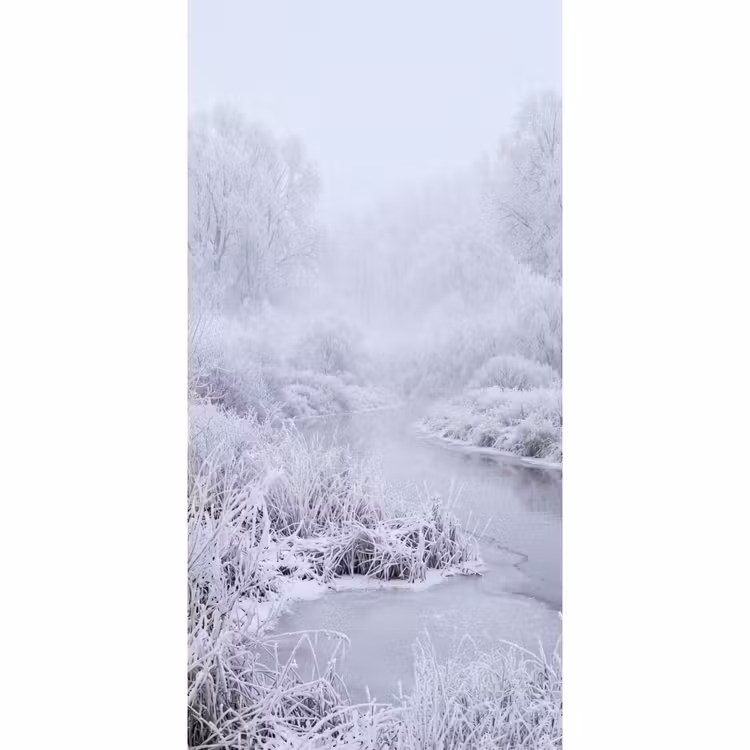 Behang - Rivier - Sneeuw - Bos - Winter - Schilderachtig — 2