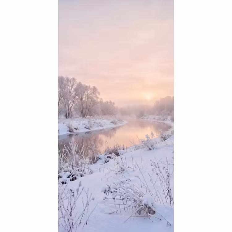 Behang - Rivier - Winter - Landschap - Sneeuw - Zonsopgang — 2