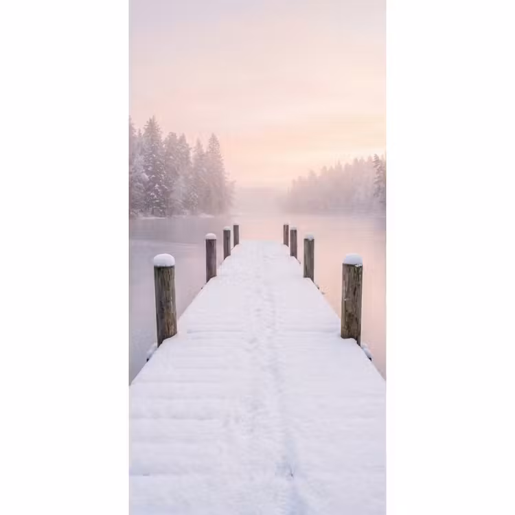 Behang - Steiger - Meer - Mist - Winter - Serene — 2