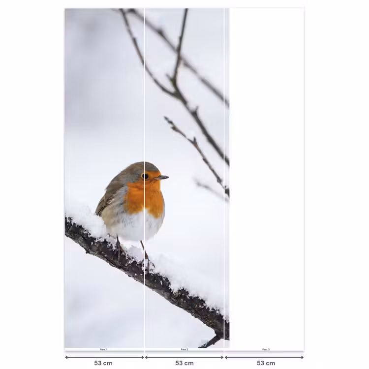 Behang - Roodborstje - Tak - Sneeuw - Winter - Levendig — 6