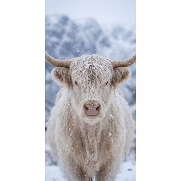 Behang - Schotse Hooglander - Sneeuw - Bergen - Winter — 2