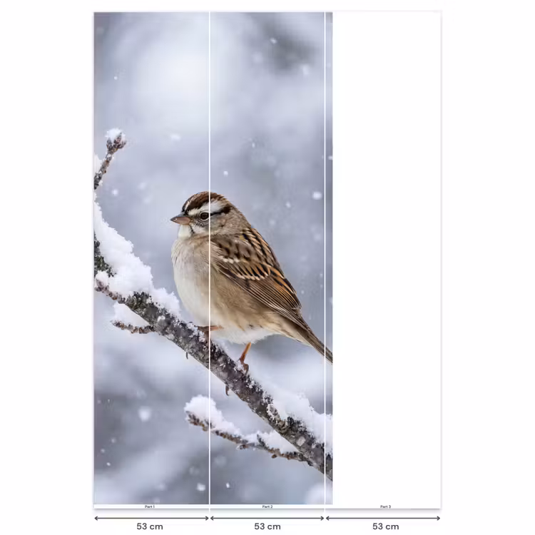 Behang - Vogel - Tak - Sneeuw - Winter — 6