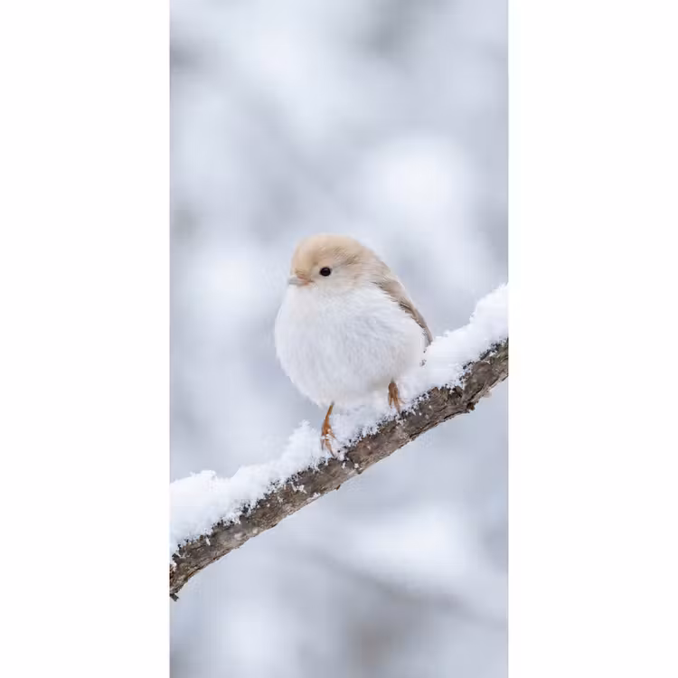 Behang - Vogeltje - Sneeuw - Tak - Winter - Zacht — 2