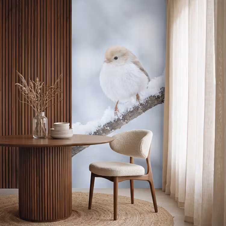Behang - Vogeltje - Sneeuw - Tak - Winter - Zacht — 4