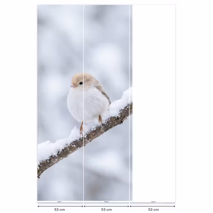 Behang - Vogeltje - Sneeuw - Tak - Winter - Zacht — 6