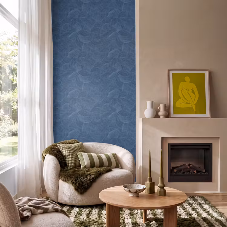 Behang - Golven - Textuur - Patroon - Blauw — 1