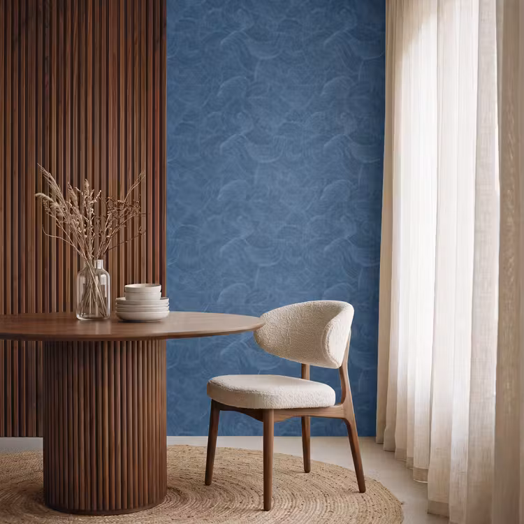 Behang - Golven - Textuur - Patroon - Blauw — 4