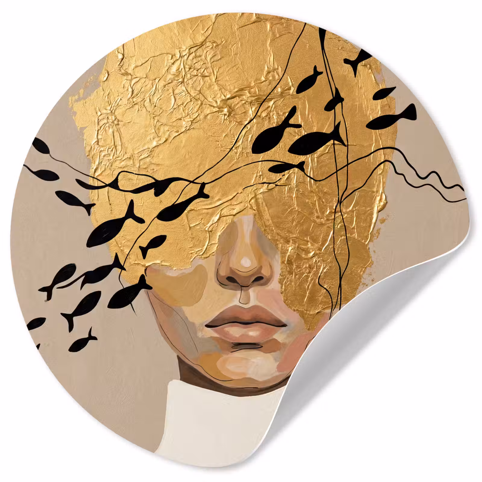 Behangcirkel - Modern - Vrouw - Goud — 1