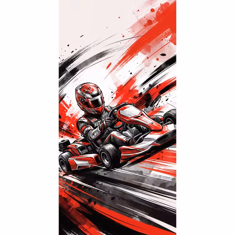 Behang - Kart - Coureur - Snelheid - Rood — 2