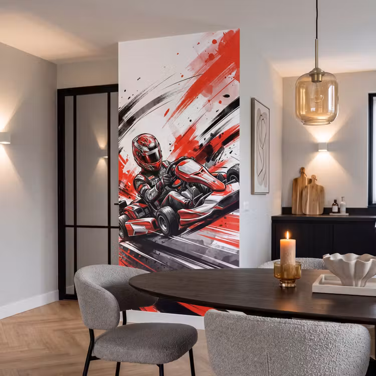 Behang - Kart - Coureur - Snelheid - Rood — 5