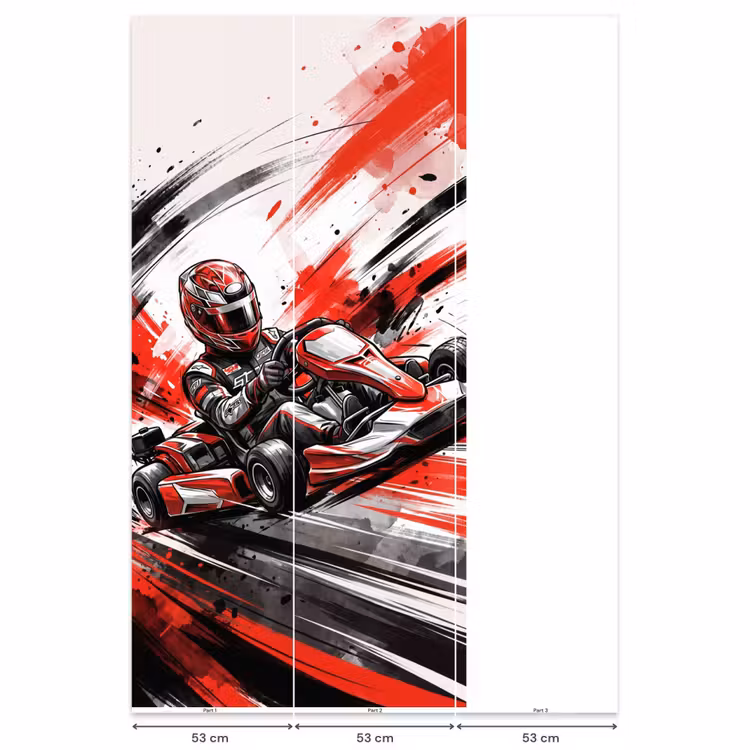 Behang - Kart - Coureur - Snelheid - Rood — 6