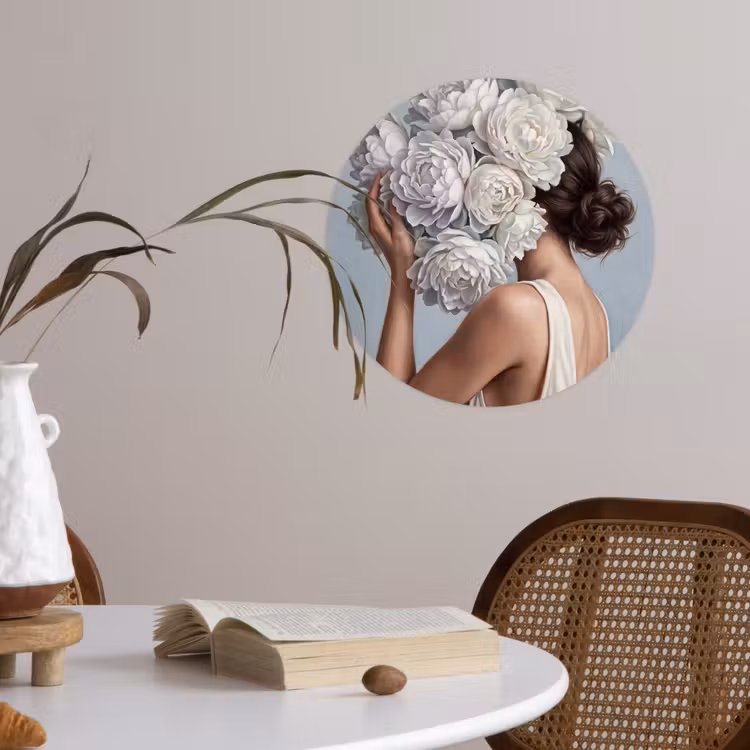 Behangcirkel - Bloemen - Vrouw - Wit — 4