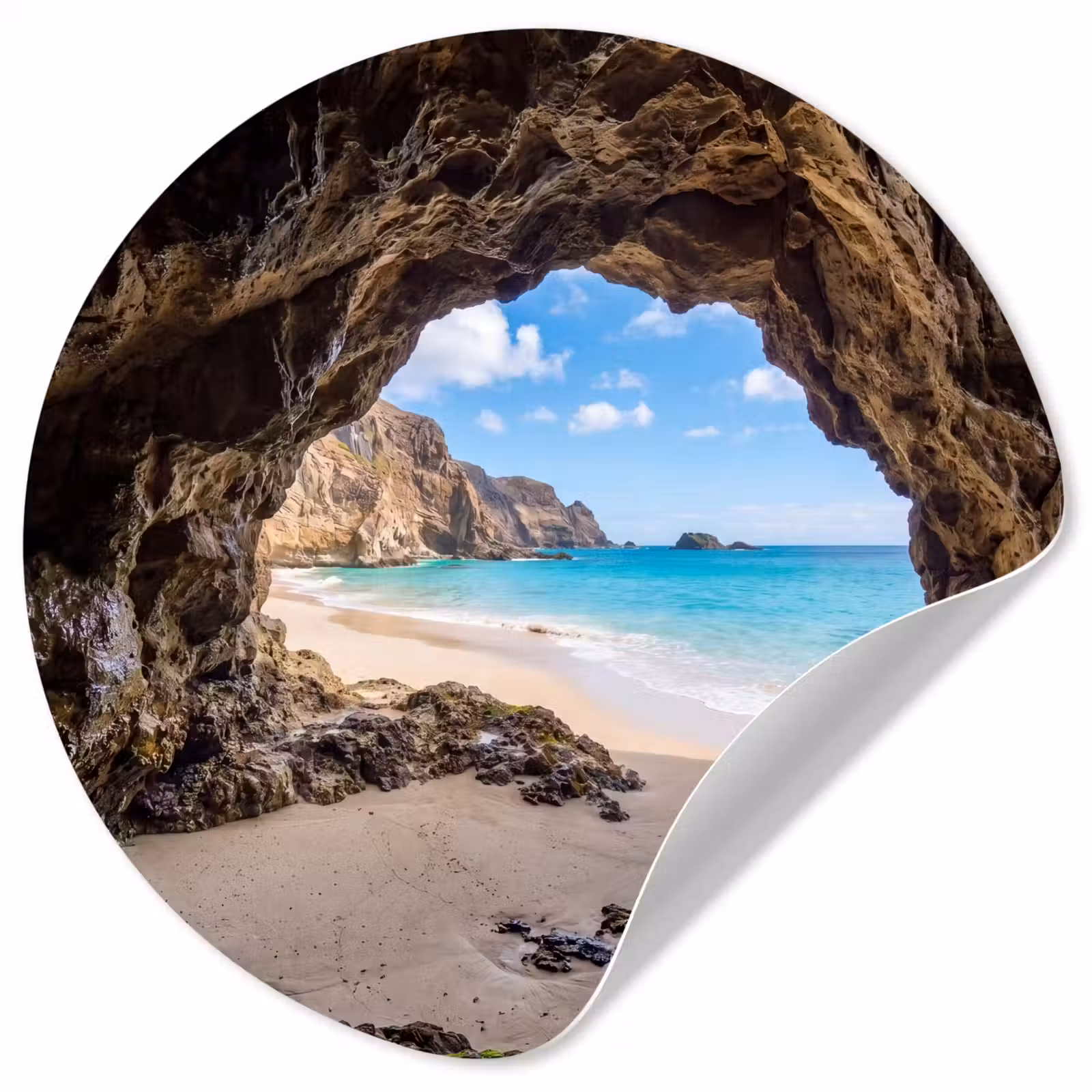 Behangcirkel - Grot - Strand - Zee - Blauw — 1
