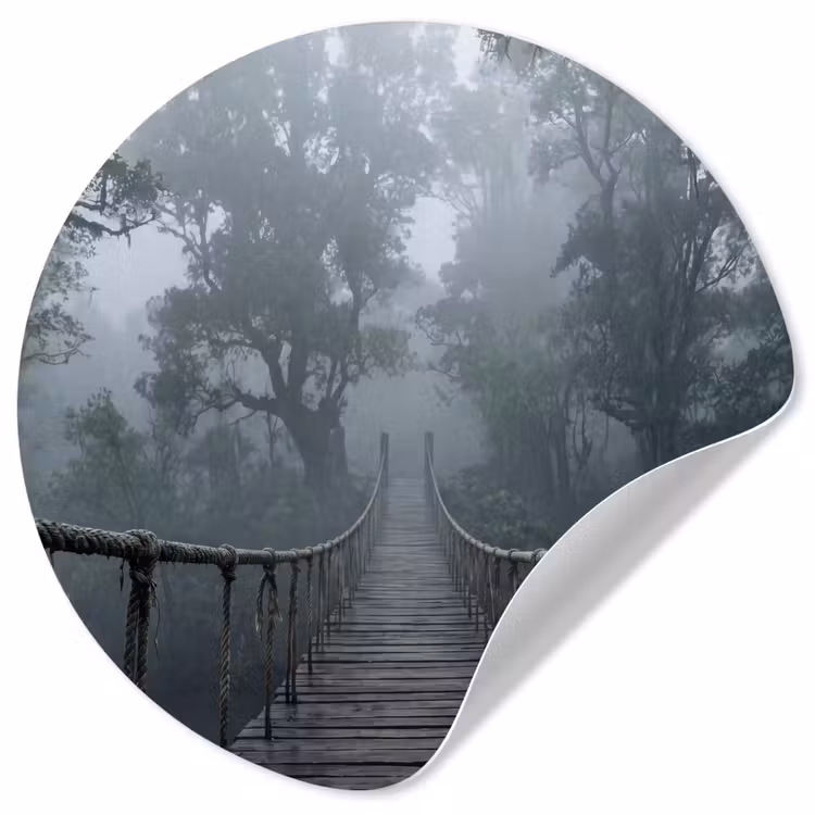 Behangcirkel - Brug - Jungle - Mist - Natuur — 1