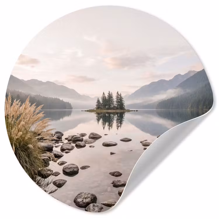 Behangcirkel - Meer - Bergen - Landschap - Groen — 1