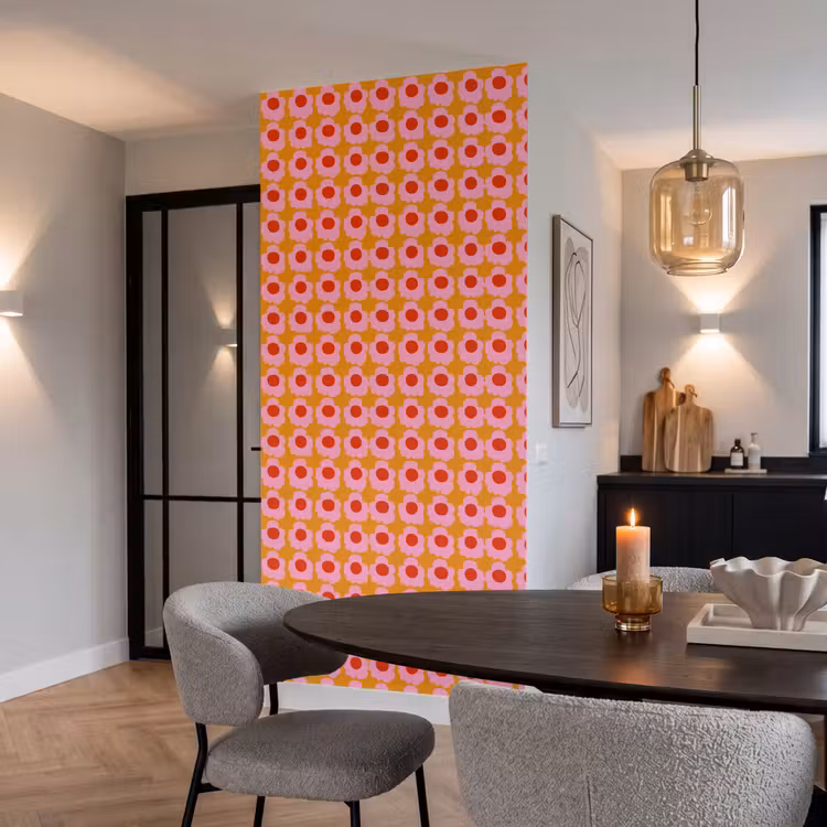 Behang - Retro - Bloemen - Roze — 5
