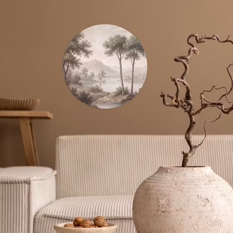 Behangcirkel - Bomen - Meer - Bergen - Illustratie — 2
