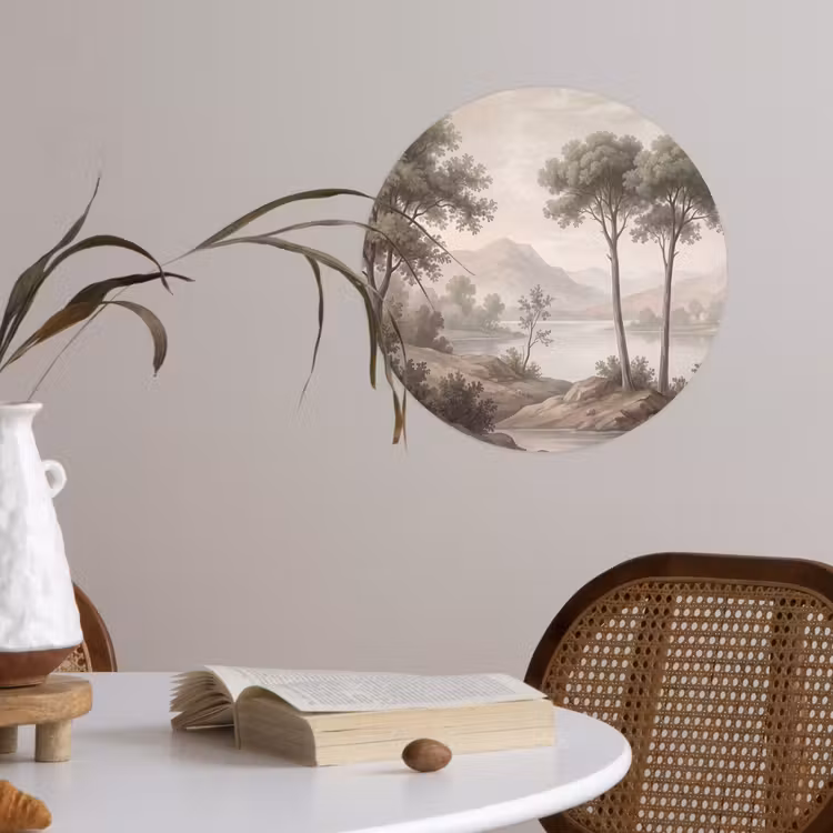 Behangcirkel - Bomen - Meer - Bergen - Illustratie — 4