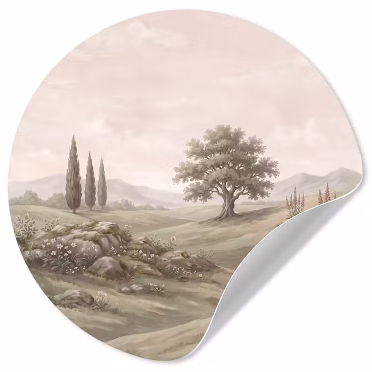 Behangcirkel - Heuvellandschap - Bomen - Natuur - Groen — 1