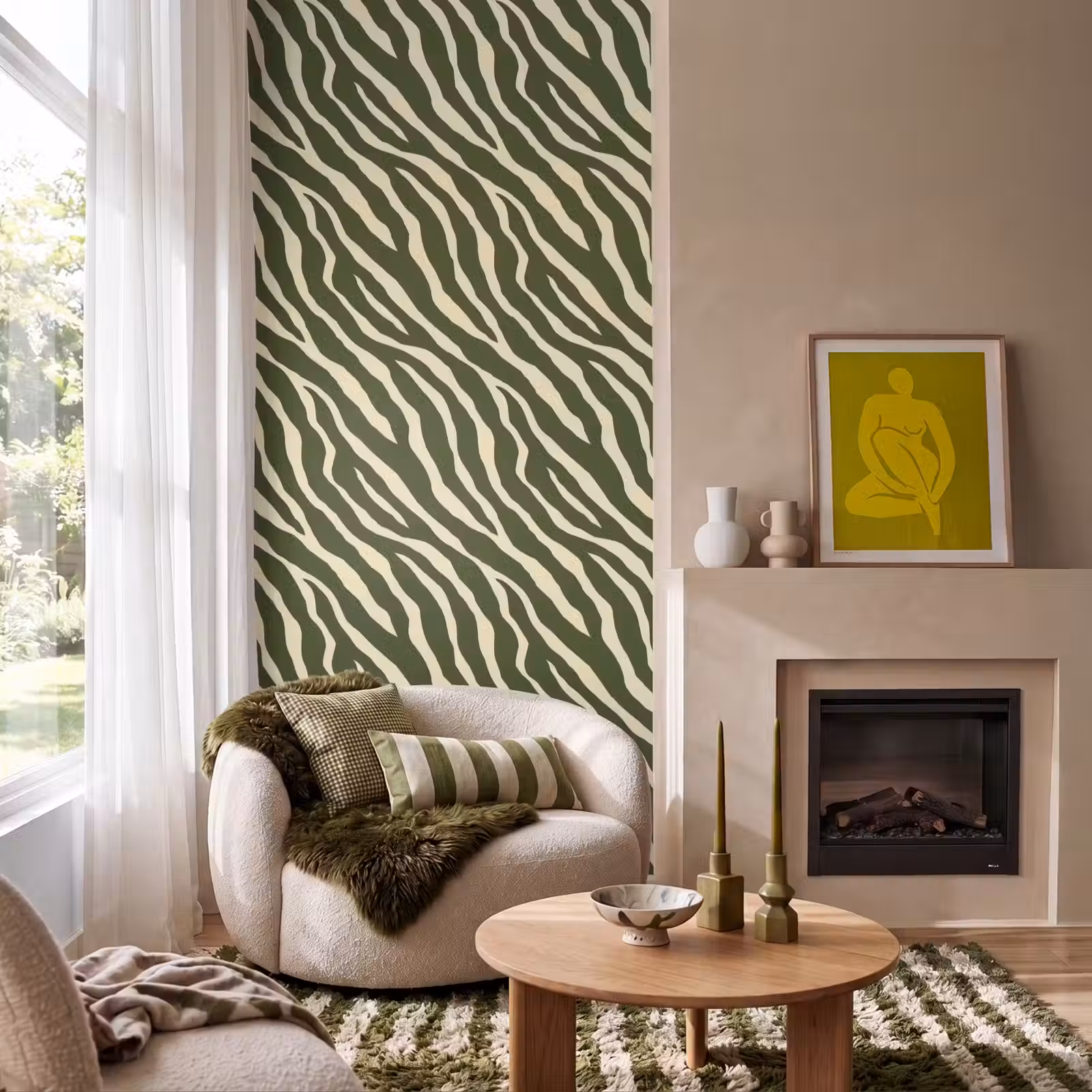 Behang - Zebra - Patroon - Groen — 1