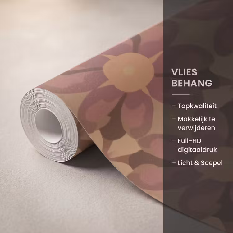 Behang - Retro - Bloemen - Bruin — 3