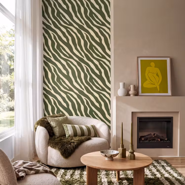 Behang - Zebra - Patroon - Groen — 1