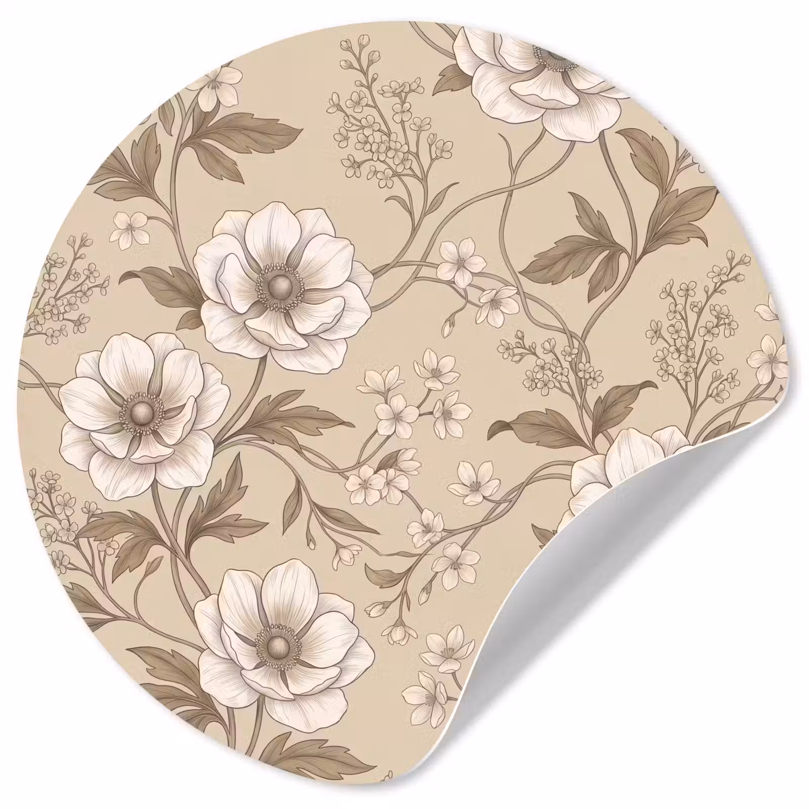 Behangcirkel - Bloemen - Patroon - Beige — 1