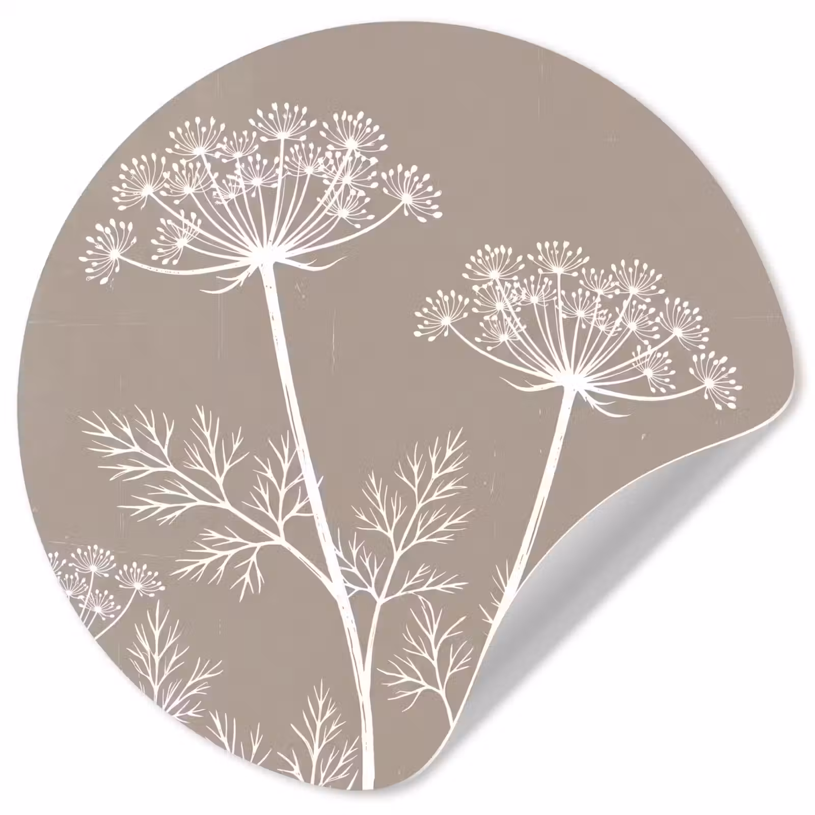 Behangcirkel - Grafisch - Fluitenkruid - Taupe — 1