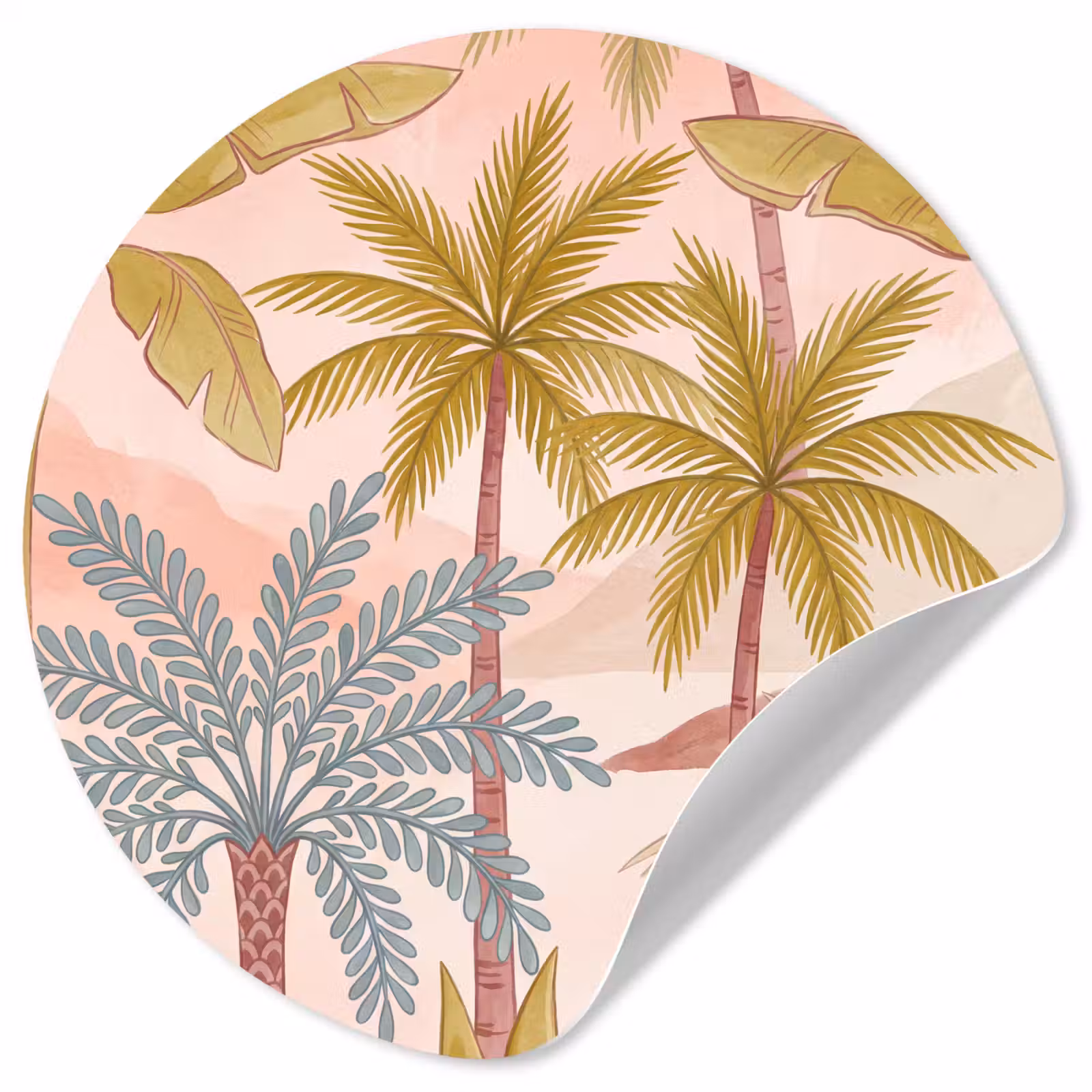 Behangcirkel - Illustratie - Palmbomen - Kleurrijk — 1