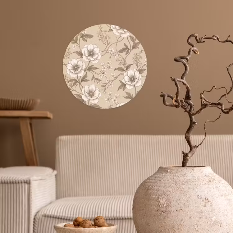 Behangcirkel - Bloemen - Patroon - Beige — 2