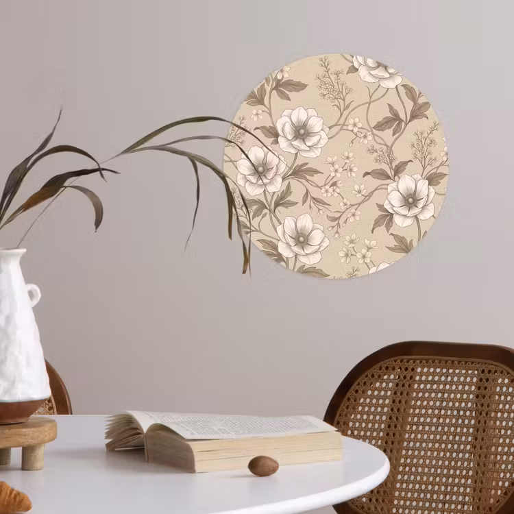 Behangcirkel - Bloemen - Patroon - Beige — 4