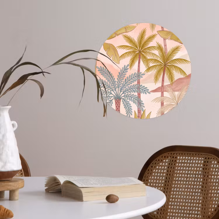 Behangcirkel - Illustratie - Palmbomen - Kleurrijk — 4
