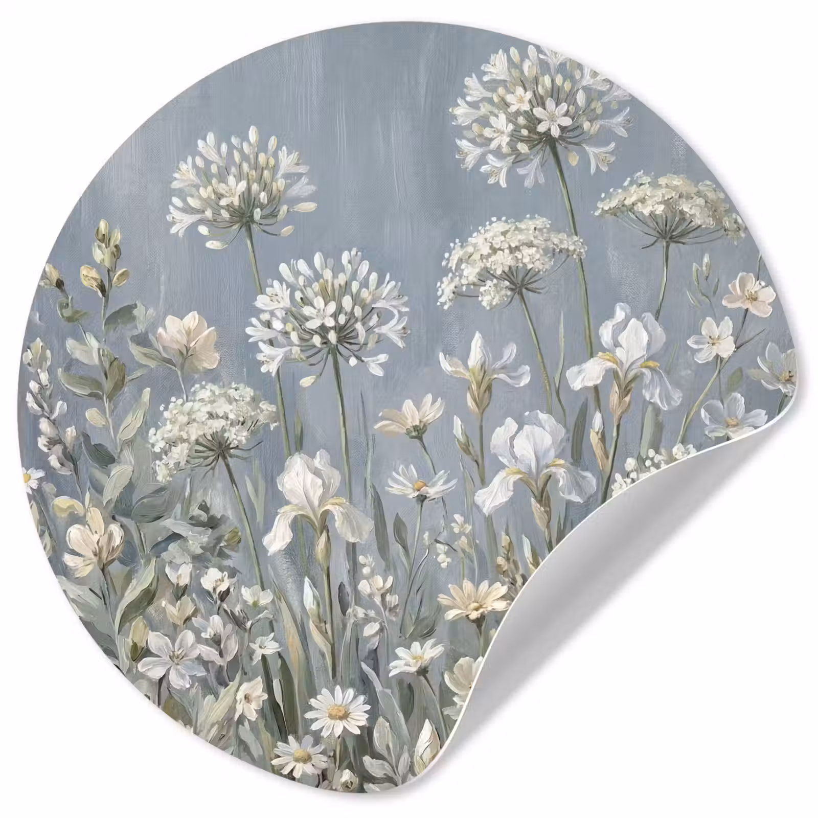 Behangcirkel - Bloemen - Botanisch - Blauw — 1