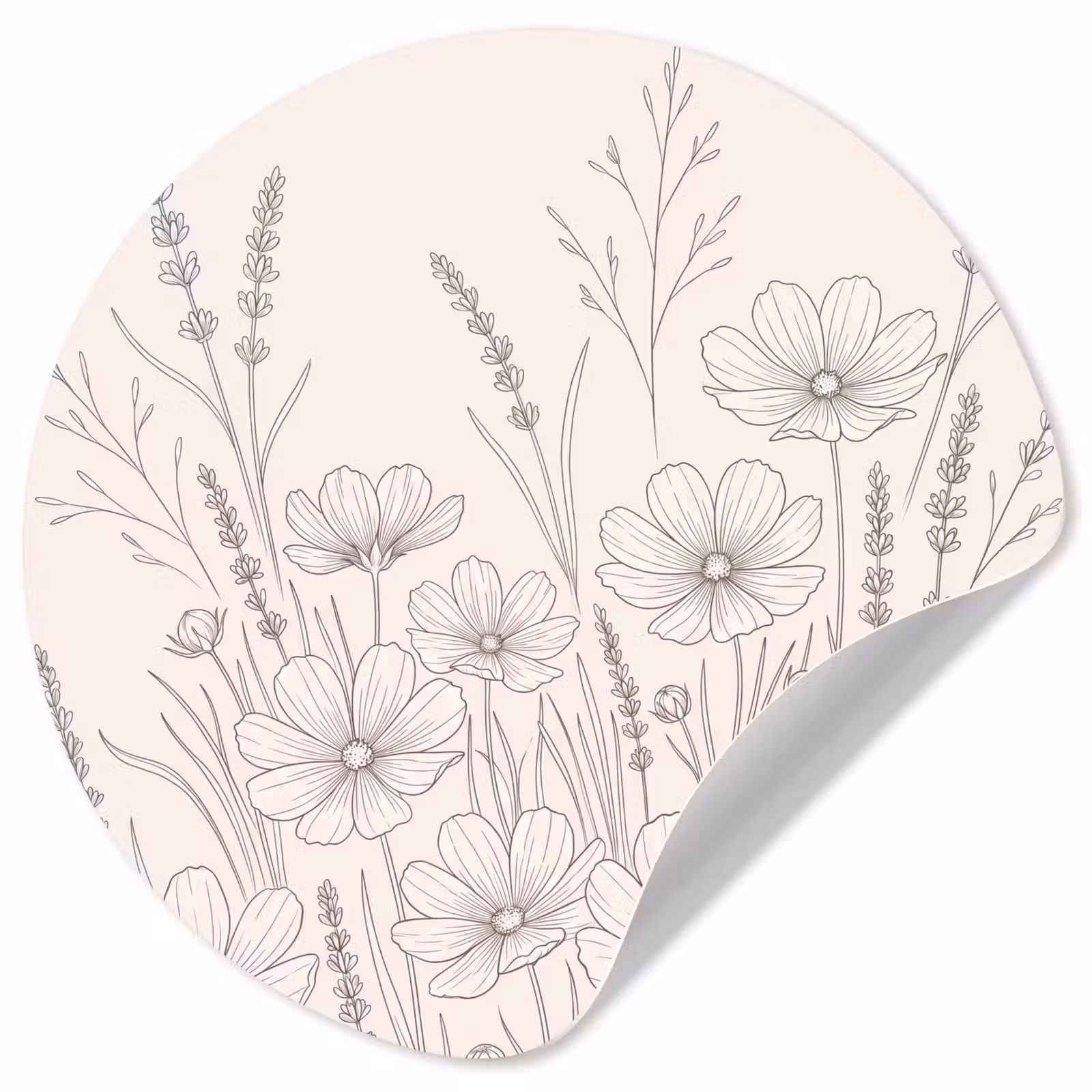 Behangcirkel - Minimalistisch - Modern - Bloemen - Beige — 1