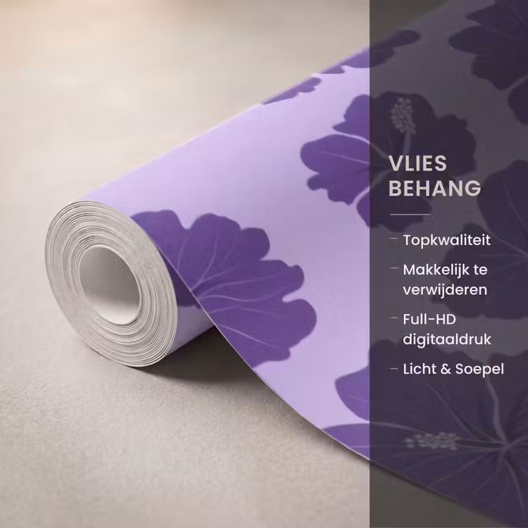 Behang - Hibiscus - Bloemen - Paars — 3