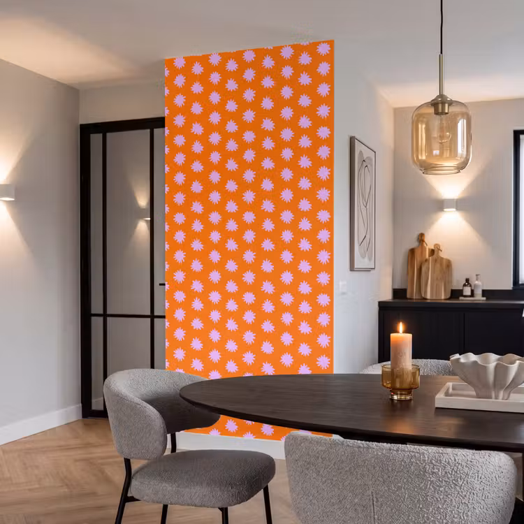 Behang - Retro - Bloemen - Oranje — 5