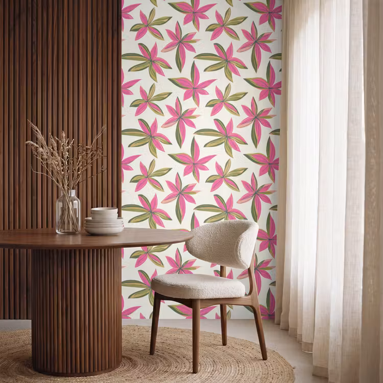 Behang - Tropisch - Bloem - Roze — 4