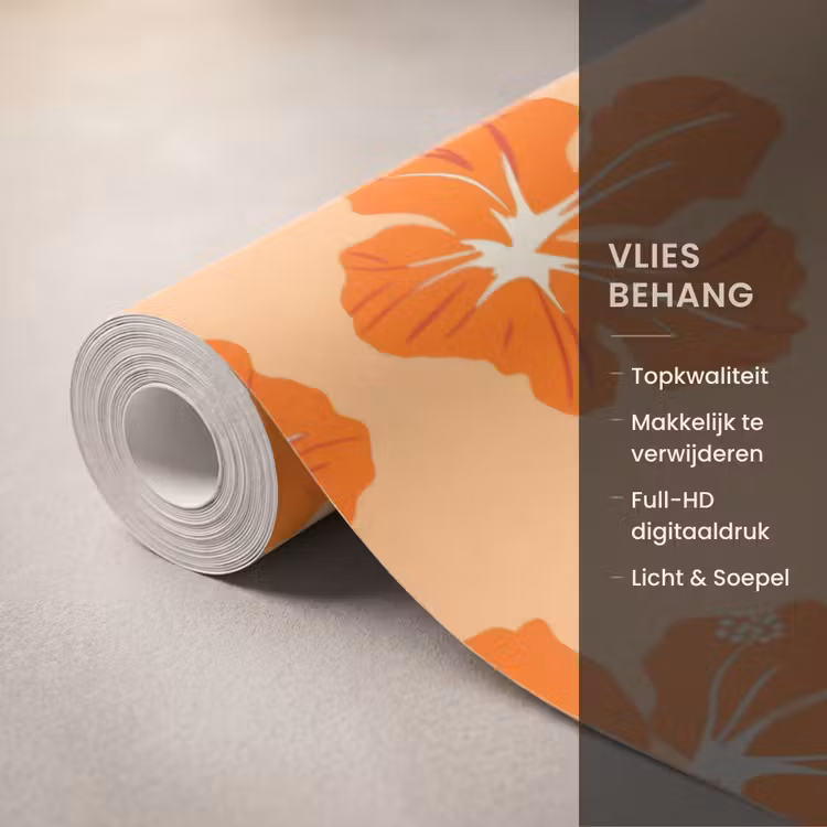 Behang - Tropisch - Hibiscus - Oranje — 3